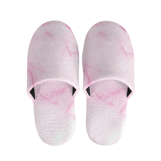 White Pink Marble Print Slippers