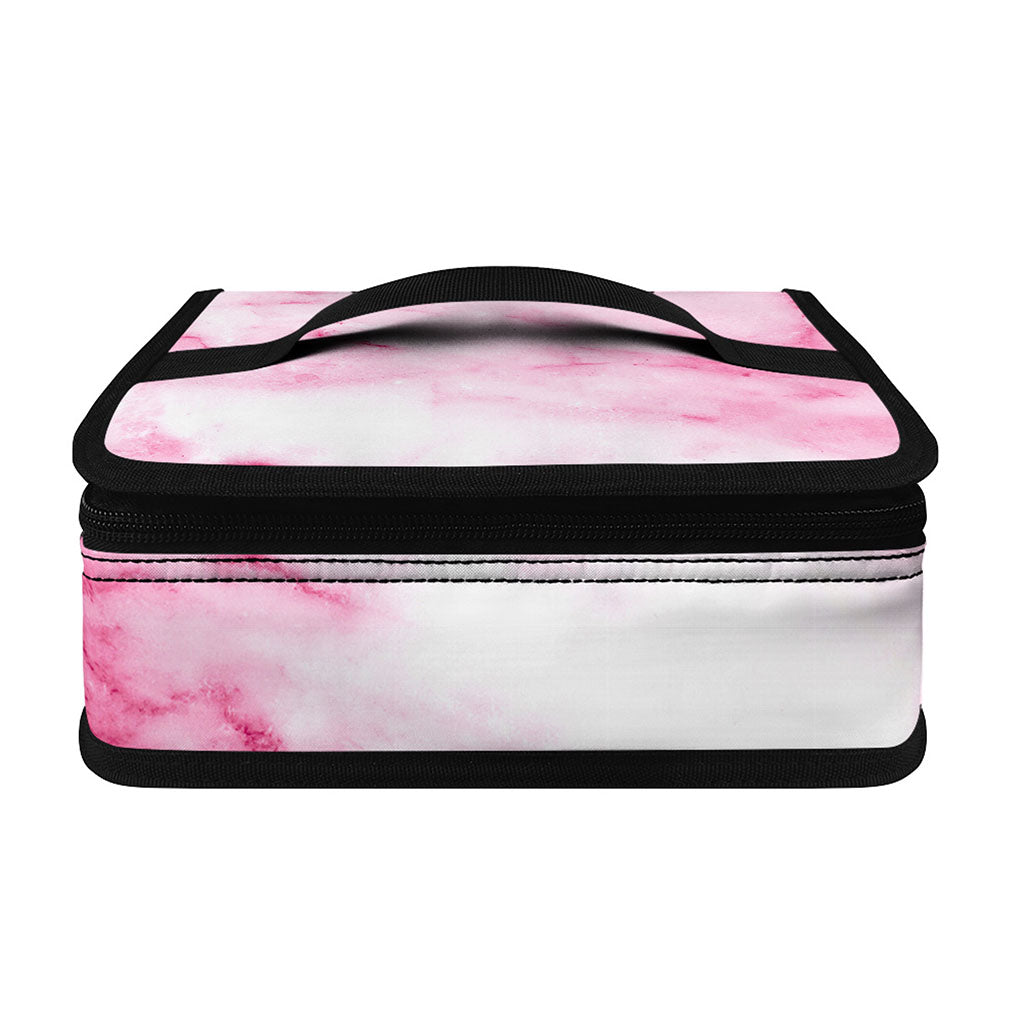 White Pink Marble Print Small Lunch Bag