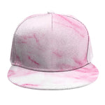 White Pink Marble Print Snapback Cap