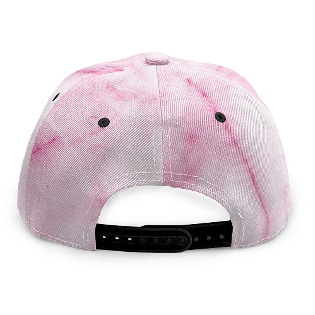 White Pink Marble Print Snapback Cap