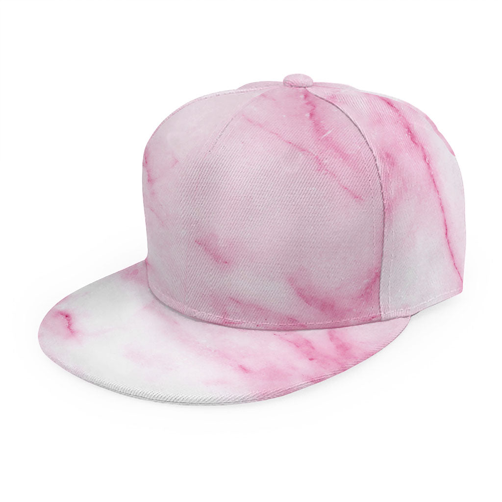 White Pink Marble Print Snapback Cap