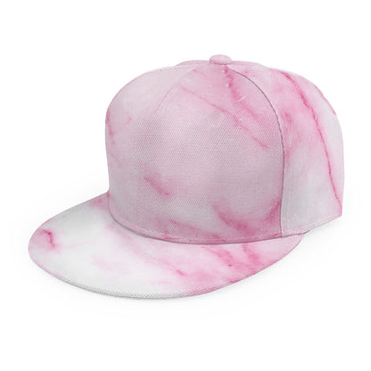 White Pink Marble Print Snapback Cap