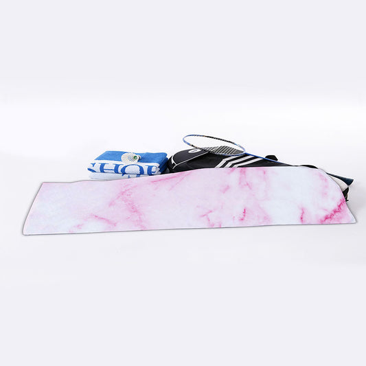 White Pink Marble Print Sports Towel