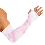 White Pink Marble Print Sun Protection Arm Sleeves