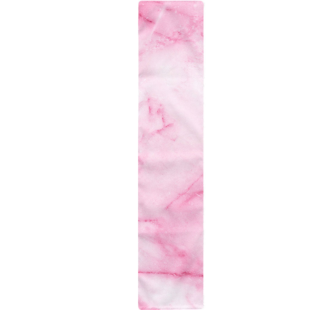 White Pink Marble Print Table Runner