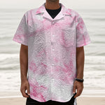 White Pink Marble Print Textured Short Sleeve Shirt