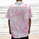 White Pink Marble Print Textured Short Sleeve Shirt