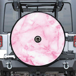 White Pink Marble Print Tire Cover With Camera Hole