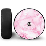 White Pink Marble Print Tire Cover With Camera Hole