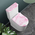 White Pink Marble Print Toilet Lid And Tank Cover Set