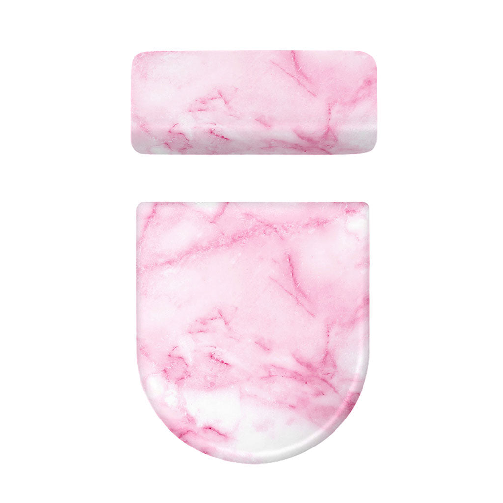 White Pink Marble Print Toilet Lid And Tank Cover Set