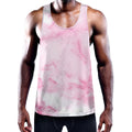 White Pink Marble Print Men's Workout Tank Top