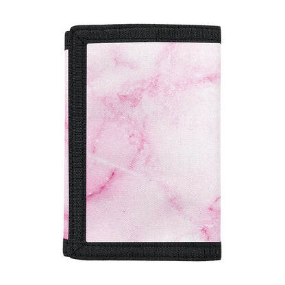 White Pink Marble Print Trifold Wallet