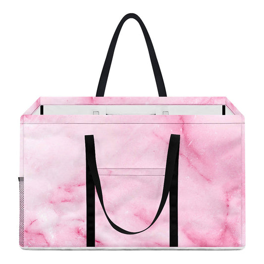 White Pink Marble Print Utility Tote Bag