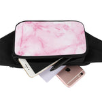 White Pink Marble Print Waist Bag