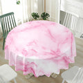 White Pink Marble Print Waterproof Round Tablecloth