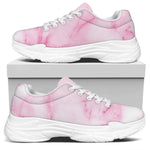 White Pink Marble Print White Chunky Shoes