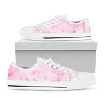 White Pink Marble Print White Low Top Sneakers