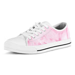 White Pink Marble Print White Low Top Sneakers