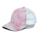 White Pink Marble Print White Mesh Trucker Cap