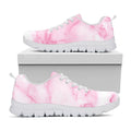 White Pink Marble Print White Running Shoes