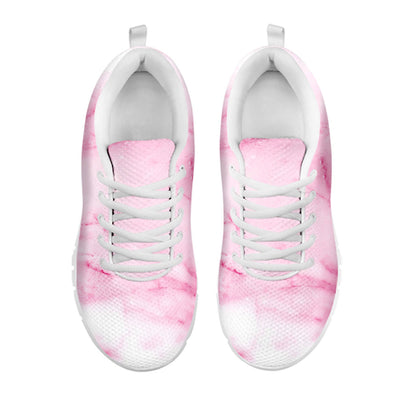 White Pink Marble Print White Running Shoes