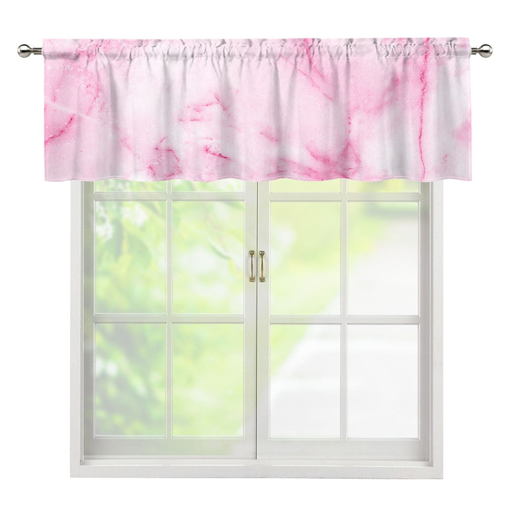 White Pink Marble Print Window Valance