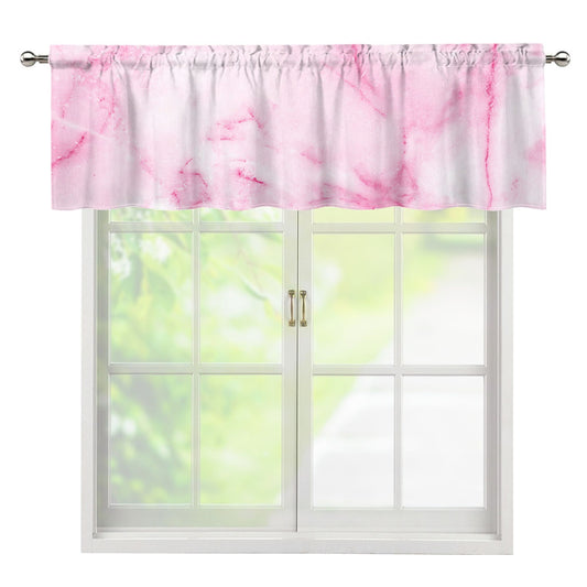 White Pink Marble Print Window Valance