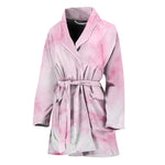 White Pink Marble Print Women's Bathrobe