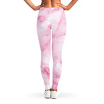 White Pink Marble Print Women's Leggings