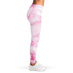 White Pink Marble Print Women's Leggings