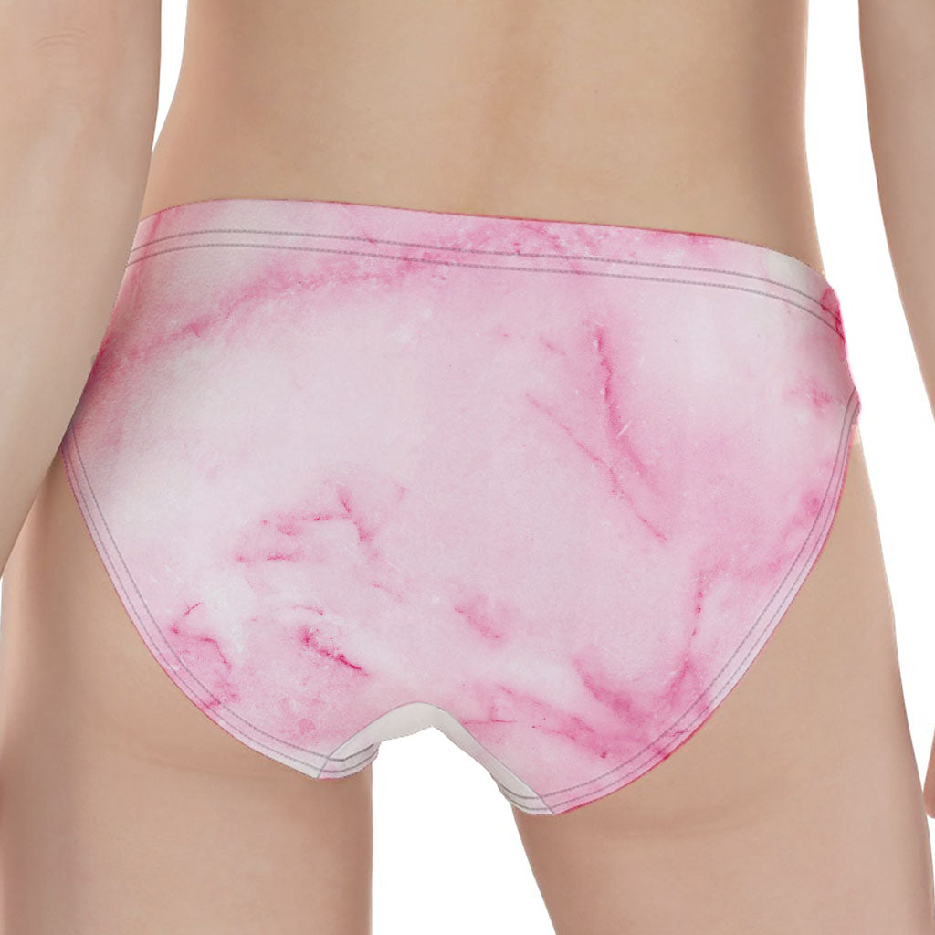 White Pink Marble Print Women's Panties