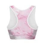 White Pink Marble Print Women's Sports Bra
