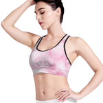 White Pink Marble Print Women's Sports Bra