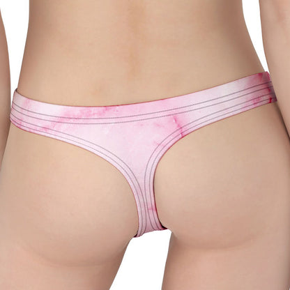 White Pink Marble Print Women's Thong