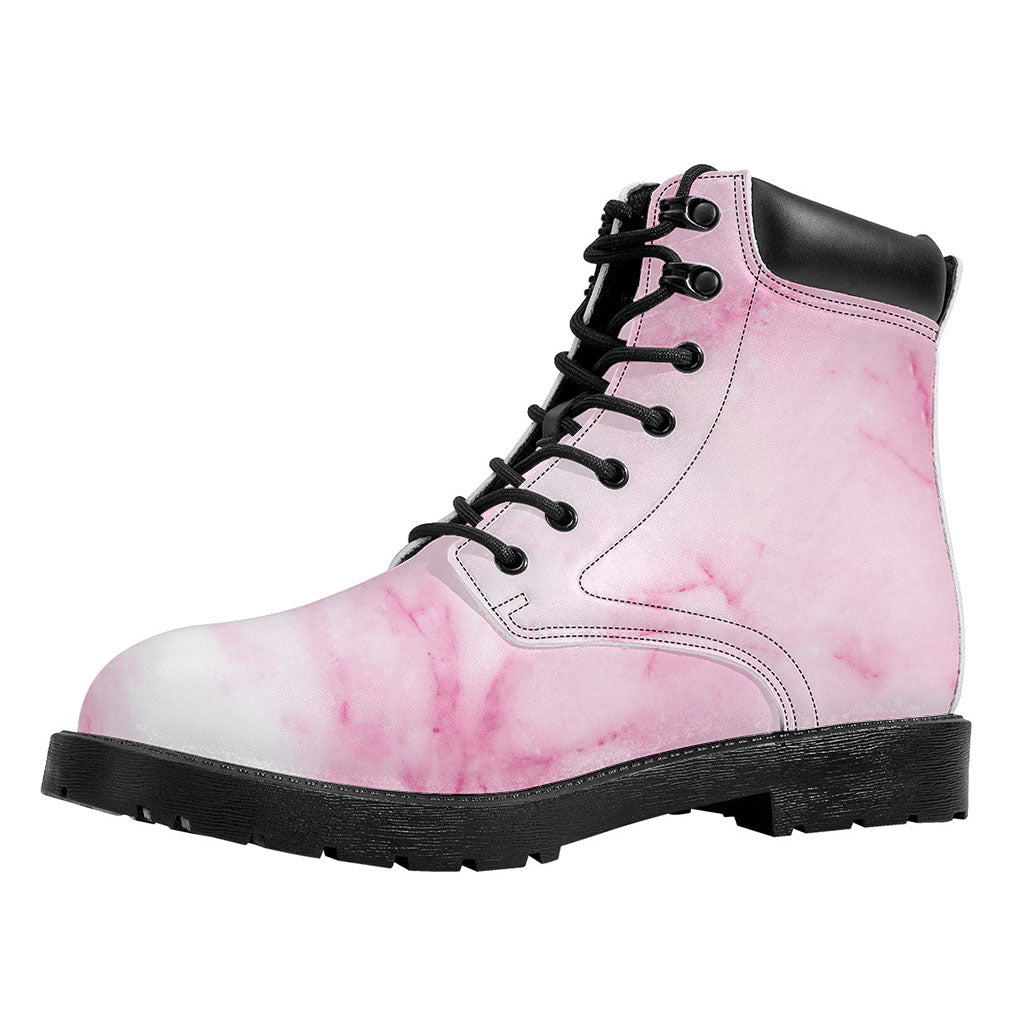 White Pink Marble Print Work Boots