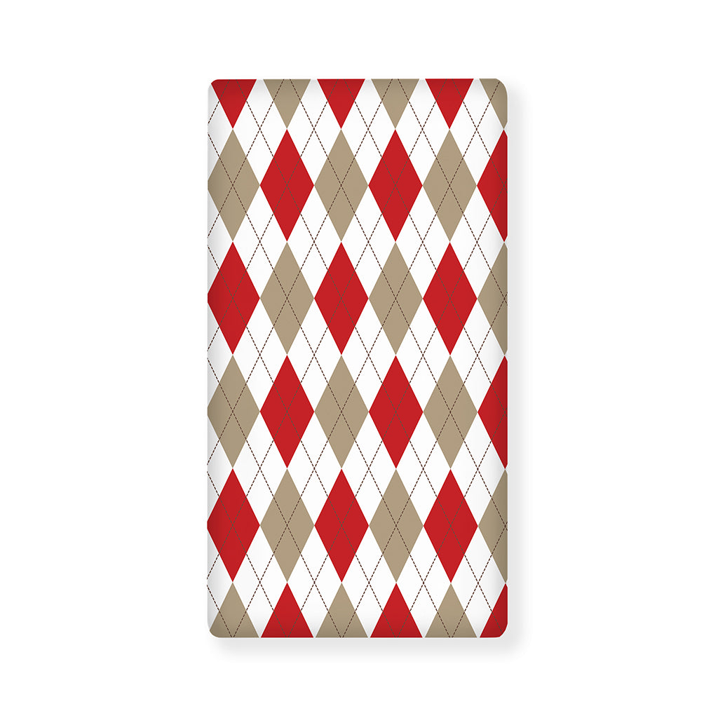 White Red And Beige Argyle Pattern Print Baby Crib Sheet
