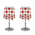 White Red And Beige Argyle Pattern Print Bar Stool Covers