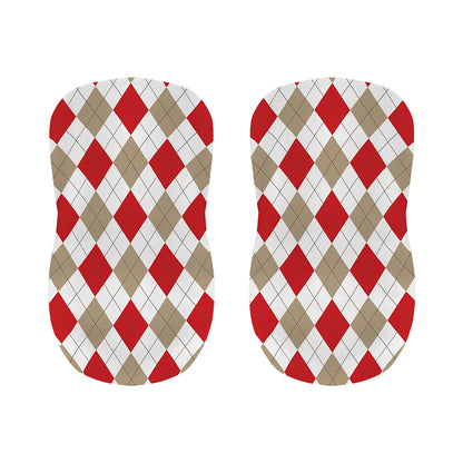 White Red And Beige Argyle Pattern Print Bar Stool Covers