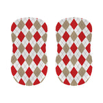 White Red And Beige Argyle Pattern Print Bar Stool Covers
