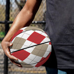 White Red And Beige Argyle Pattern Print Basketball