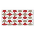 White Red And Beige Argyle Pattern Print Beach Towel