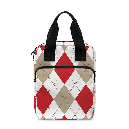 White Red And Beige Argyle Pattern Print Bible Tote Bag