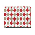 White Red And Beige Argyle Pattern Print Bifold Wallet