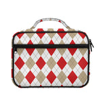 White Red And Beige Argyle Pattern Print Briefcase Bible Bag