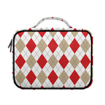 White Red And Beige Argyle Pattern Print Briefcase Bible Bag