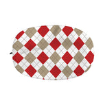White Red And Beige Argyle Pattern Print Car Side Mirror Covers
