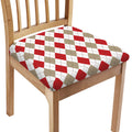 White Red And Beige Argyle Pattern Print Chair Cushion Cover