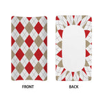 White Red And Beige Argyle Pattern Print Changing Pad Cover