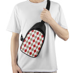 White Red And Beige Argyle Pattern Print Chest Bag